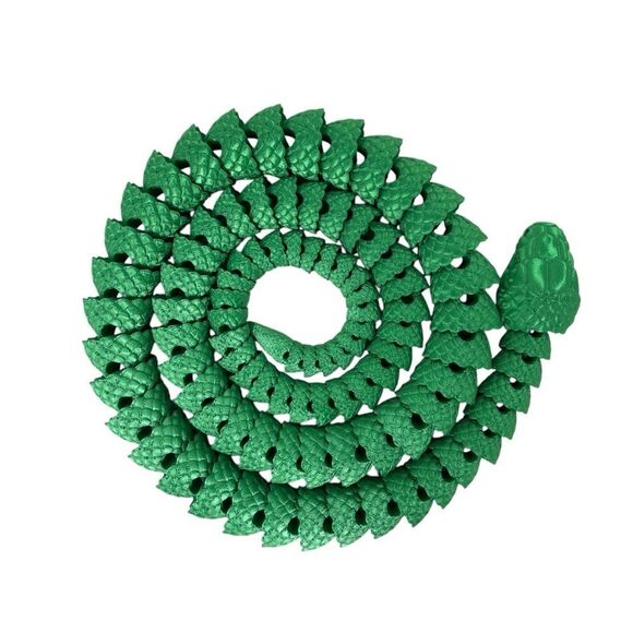Year of the Snake Articulating 3DPrinted 44" Long (Set 3) Red Green Gold Décor - Picture 6 of 9